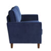Sarah 57 Inch Loveseat, Blue Velvet, Stitch Tufting, Reversible Cushions
