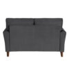 Sarah 57 Inch Loveseat, Gray Velvet, Stitch Tufting, Reversible Cushions