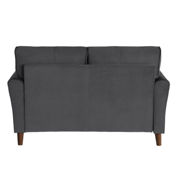 Sarah 57 Inch Loveseat, Gray Velvet, Stitch Tufting, Reversible Cushions