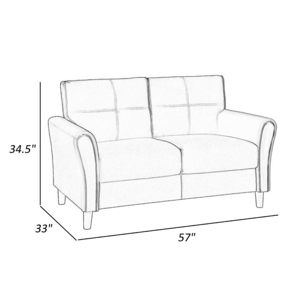 Sarah 57 Inch Loveseat, Gray Velvet, Stitch Tufting, Reversible Cushions