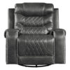 Paul 38 Inch Manual Swivel Glider Recliner Chair, Gray Faux Leather