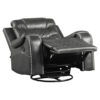 Paul 38 Inch Manual Swivel Glider Recliner Chair, Gray Faux Leather