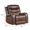 Paul 38 Inch Power Swivel Glider Recliner Chair, USB, Brown Faux Leather