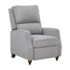 Isac 37 Inch Push Back Recliner Chair, Gray Polyester, Brown Solid Wood