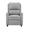 Isac 37 Inch Push Back Recliner Chair, Gray Polyester, Brown Solid Wood