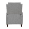 Isac 37 Inch Push Back Recliner Chair, Gray Polyester, Brown Solid Wood