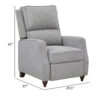 Isac 37 Inch Push Back Recliner Chair, Gray Polyester, Brown Solid Wood