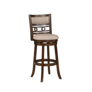 150220266991d15d07d01.jpeg Gary 29 Inch Swivel Barstool, Cushioned Seat and Open Back, Cherry Brown