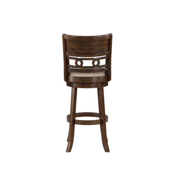 Gary 29 Inch Swivel Barstool, Cushioned Seat and Open Back, Cherry Brown