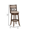 Gary 29 Inch Swivel Barstool, Cushioned Seat and Open Back, Cherry Brown