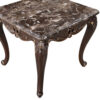 Cona 28 Inch Side End Table, Carved Gold Accents, Cherry Brown, Gray White