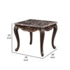 Cona 28 Inch Side End Table, Carved Gold Accents, Cherry Brown, Gray White