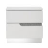 Ara 23 Inch Nightstand, 2 Drawers, Crystal Accents, White Laminate Finish