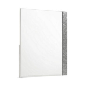 Ara 33 x 39 Dresser Mirror, Crystal Accents, White Glossy Laminate Finish