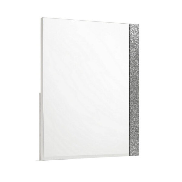 Ara 33 x 39 Dresser Mirror, Crystal Accents, White Glossy Laminate Finish