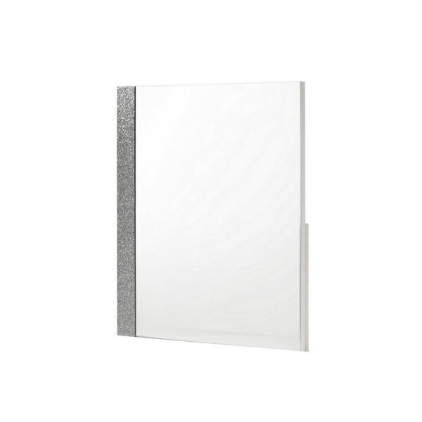 Ara 33 x 39 Dresser Mirror, Crystal Accents, White Glossy Laminate Finish