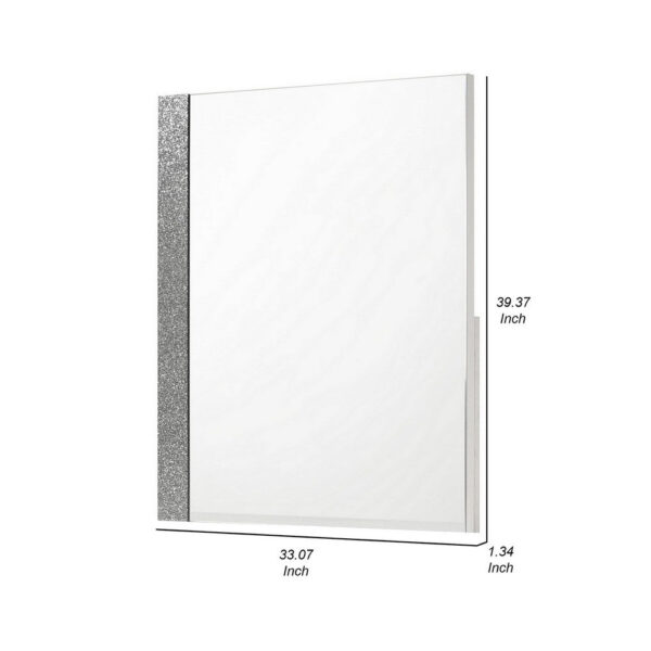 Ara 33 x 39 Dresser Mirror, Crystal Accents, White Glossy Laminate Finish