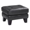 Sofy 27 Inch Ottoman, Dark Gray Top Grain and Faux Leather, Solid Wood