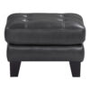Sofy 27 Inch Ottoman, Dark Gray Top Grain and Faux Leather, Solid Wood