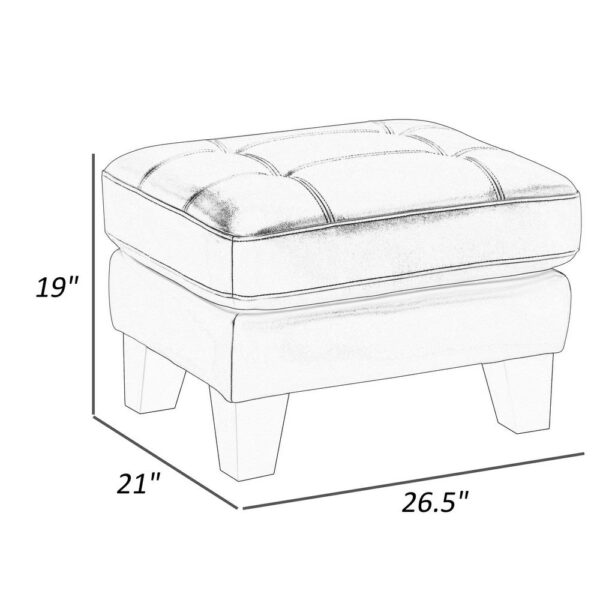 Sofy 27 Inch Ottoman, Dark Gray Top Grain and Faux Leather, Solid Wood