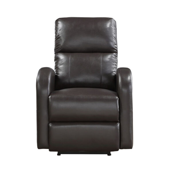 150220266991d252abe71.jpeg Rica 38 Inch Power Recliner Chair, Plush Brown Faux Leather, Foam Cushions