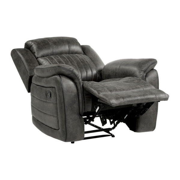 Bento 38 Inch Manual Recliner Chair, Tab Pull, Brownish Gray Microfiber