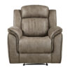 Bento 38 Inch Manual Recliner Chair, Tab Pull, Sandy Brown Microfiber