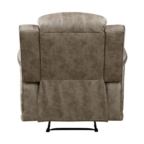 Bento 38 Inch Manual Recliner Chair, Tab Pull, Sandy Brown Microfiber