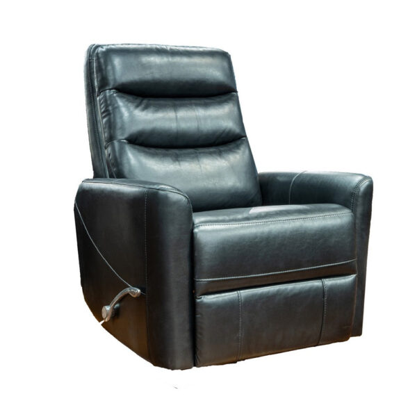 Aki 36 Inch Swivel Manual Recliner Chair, Luxury Plush Black Faux Leather