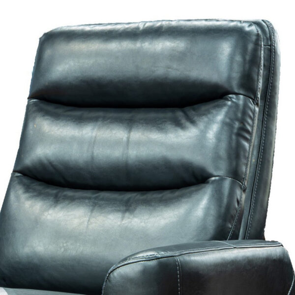 Aki 36 Inch Swivel Manual Recliner Chair, Luxury Plush Black Faux Leather