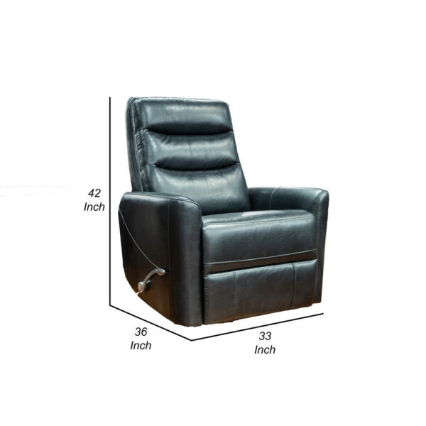 Aki 36 Inch Swivel Manual Recliner Chair, Luxury Plush Black Faux Leather
