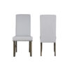 Luo 19 Inch Dining Chairs Set of 2, Nailhead Trim, Gray Fabric, Brown Wood