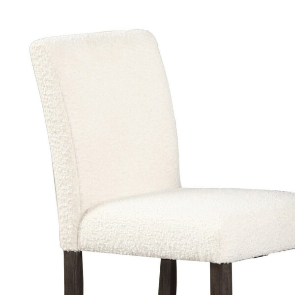 Ghy 25 Inch Dining Side Chair Set of 2, White Textured Upholstery, Brown