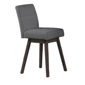 Ghy 25 Inch Swivel Counter Chair Set of 2, Gray Textured Upholstery, Brown