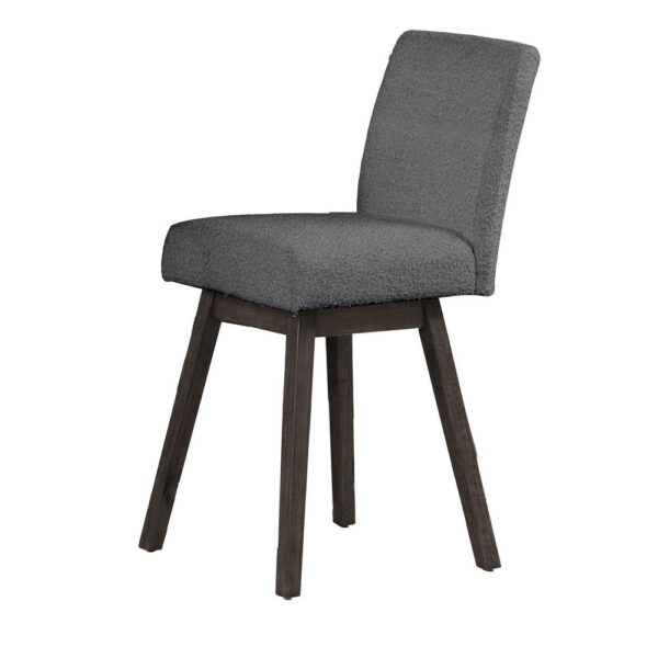 Ghy 25 Inch Swivel Counter Chair Set of 2, Gray Textured Upholstery, Brown