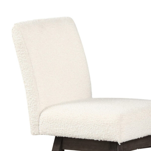 Ghy 25 Inch Swivel Counter Chair Set of 2, White Textured Upholstery, Brown