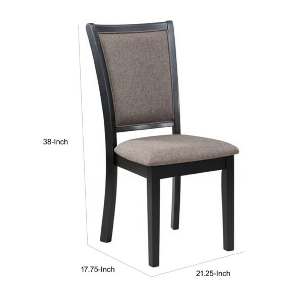 Mac 21 Inch Dining Side Chair Set of 2, Tall Curved Backrest, Padded Brown