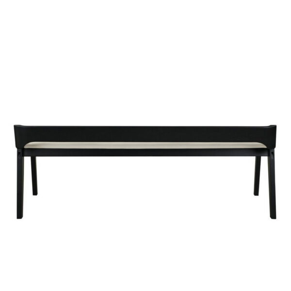 150220266991d38c73004.jpeg Kee 60 Inch Dining Bench, Black Rubberwood Frame, Low Back, Cushioned Seat
