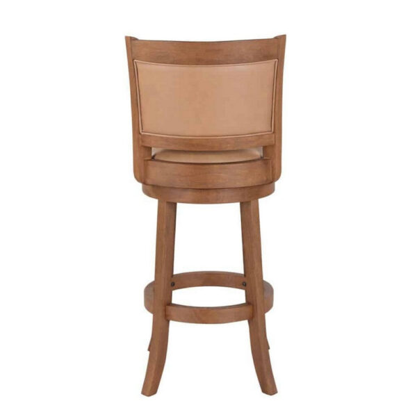 Haley 30 Inch Swivel Barstool Chair, Chestnut Brown Wood, Faux Leather