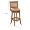 Haley 30 Inch Swivel Barstool Chair, Chestnut Brown Wood, Faux Leather