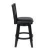 Kera Swivel Barstool Chair, Black Wood, Faux Leather, Nailhead Trim