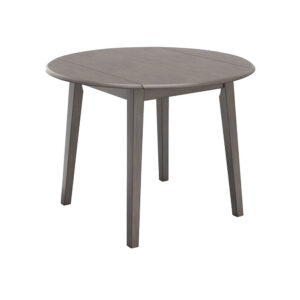 150220266991d44a4a62d.jpeg Ora 43 Inch Dining Table, Round Surface, Dual Drop Leaves, Smooth Gray