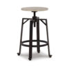 Xin 22-27 Inch Barstool, Set of 2, Adjustable Height, Light Brown, Black