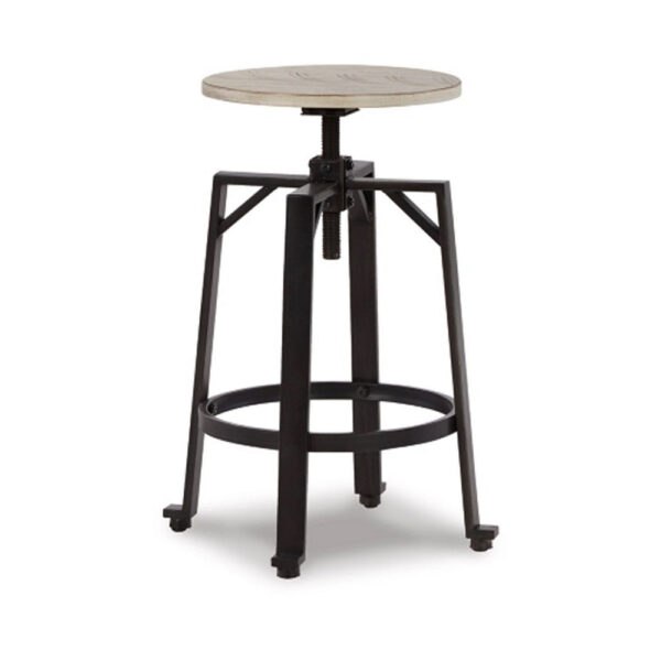Xin 22-27 Inch Barstool, Set of 2, Adjustable Height, Light Brown, Black