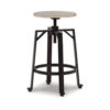 Xin 22-27 Inch Barstool, Set of 2, Adjustable Height, Light Brown, Black