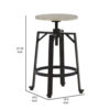 Xin 22-27 Inch Barstool, Set of 2, Adjustable Height, Light Brown, Black