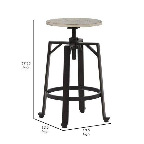 Xin 22-27 Inch Barstool, Set of 2, Adjustable Height, Light Brown, Black