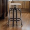 Xin 22-27 Inch Barstool, Set of 2, Adjustable Height, Light Brown, Black