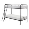 Tara 79 Inch Twin Bunk Bed, Sleek Metal Frame with Ladder in Dark Bronze