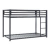 Ovi 78 Inch Twin Bunk Bed, Mounted Ladder, Ground Level Platform Bed, Black